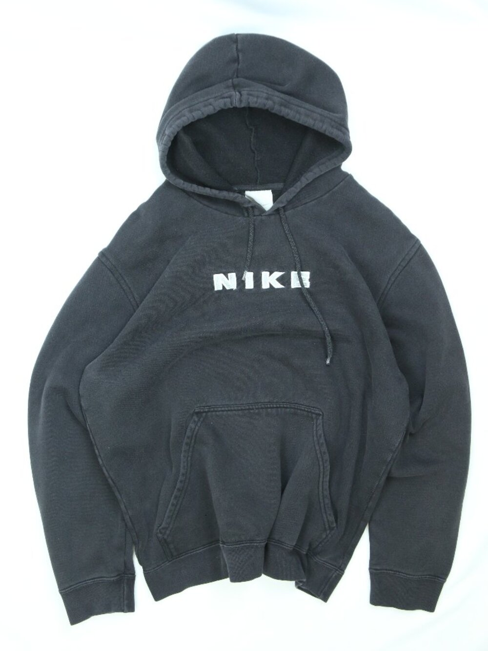 Men's Vintage Nike Y2K Faded Black Pullover Hoodie Size Large